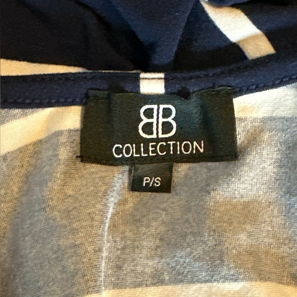 Classic navy white striped sleeveless knit pullover maxi dress gathered skirt - Picture 4 of 5